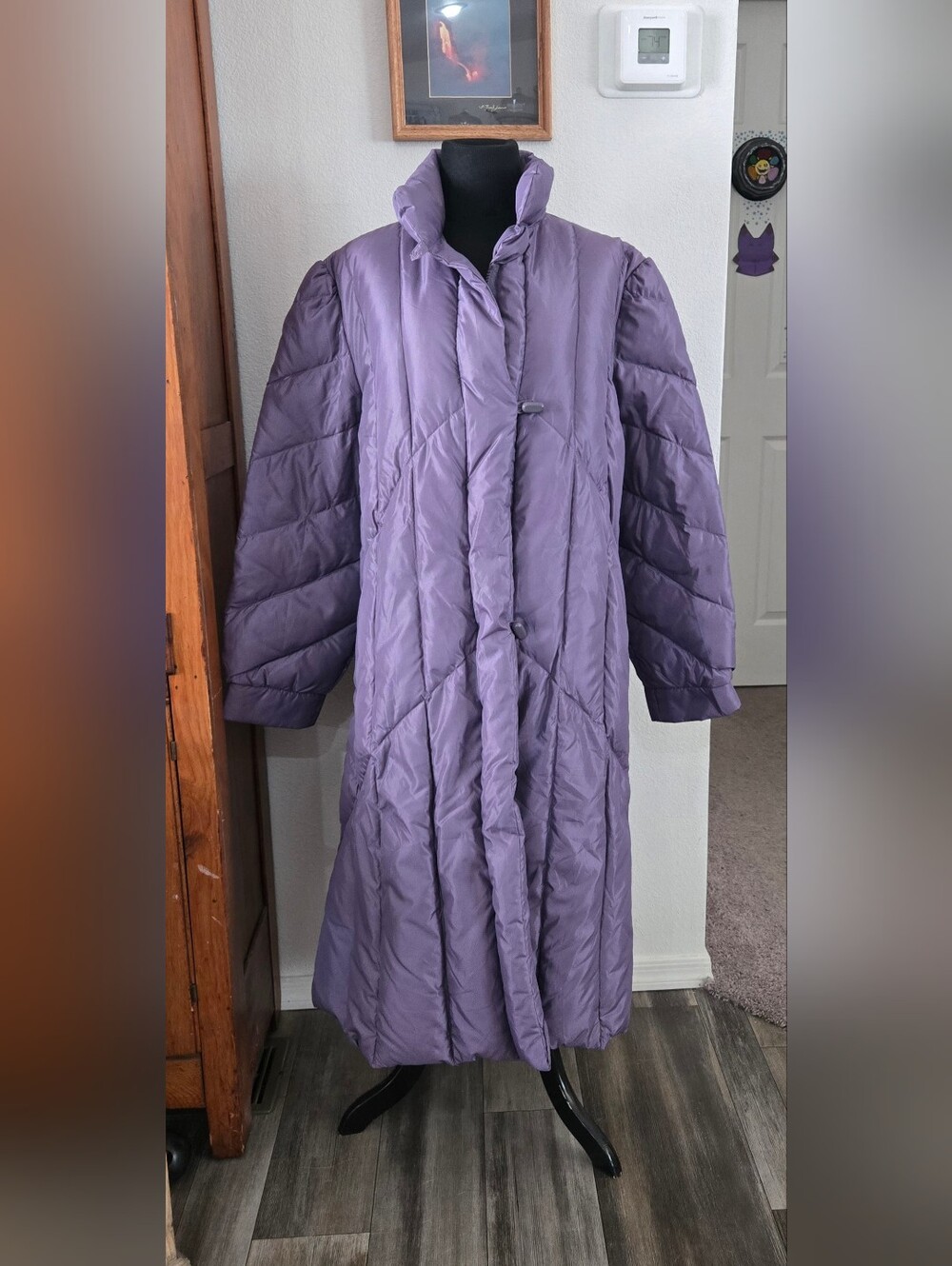 Vintage Lilac Purple Long Puffer Coat - Retro